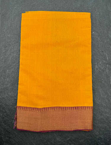 Handwoven Mangalgiri Cotton Saree | Tumeric Yellow | Gold Zari | Handwoven | Ships from California